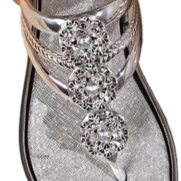 Women (Bling!)-(Diamond)-(Silver)-(Rhinestone)-(Flip Flops)-(Size: 8.5)-(Ne… - Picture 2 of 10